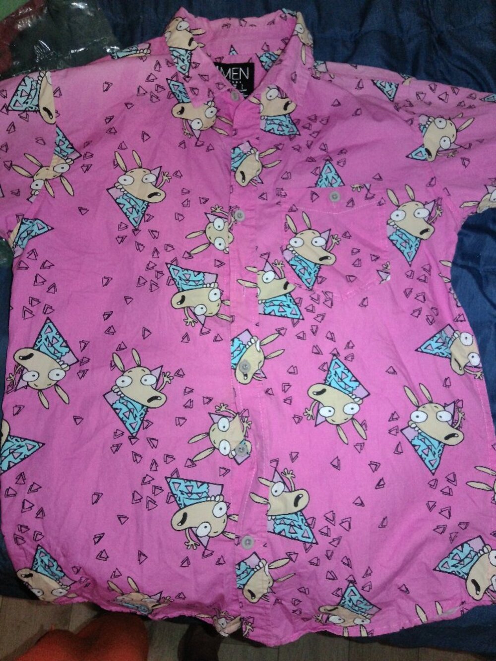 2018 Medium Mens Nicktoons Pink Rocko Shirt-Good Condition-No Tags